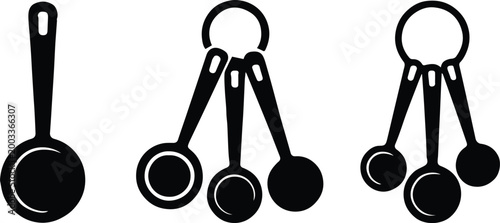 spoon and measuring spoons silhouette white background vector set