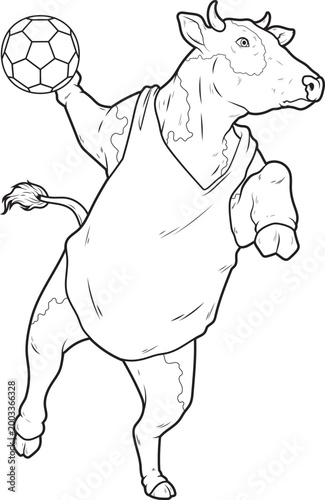 Cow Handball player Handball Sports Animal Vector Graphic Art Illustration