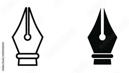 Minimalist fountain pen icon in black and white contrast