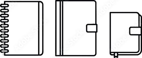 notebook planner spiral pocket notepad vector set