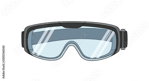 Professional protective goggles for skiing or industrial safety with a wide transparent lens and black strap, used for outdoor sports.