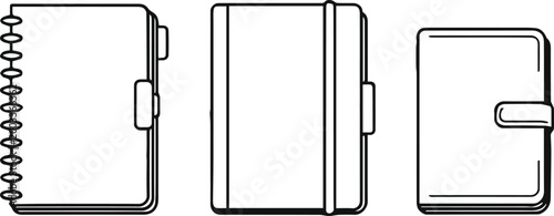 notebook spiral binding clasp elastic band notepad icon set