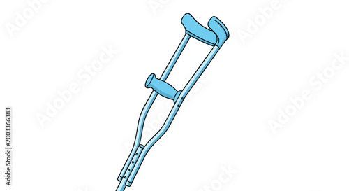 Pair of adjustable blue medical crutches used for physical support and mobility during recovery from injury, symbolizing healthcare aid.