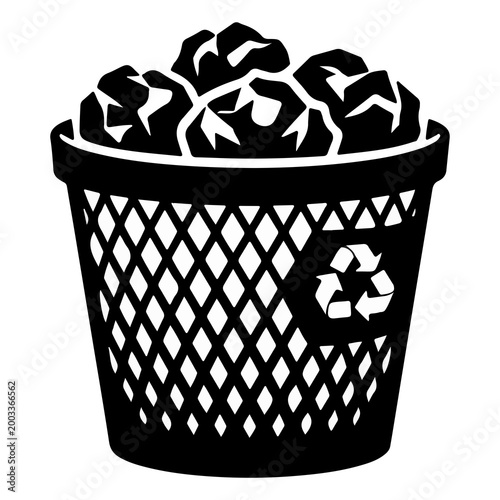 Recycling Basket Silhouette – Office Waste & Sustainability Icon