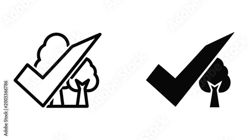 Checkmark and cross mark with spade icons