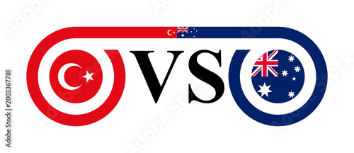 concept between turkey vs australia. vector illustration isolated on white background