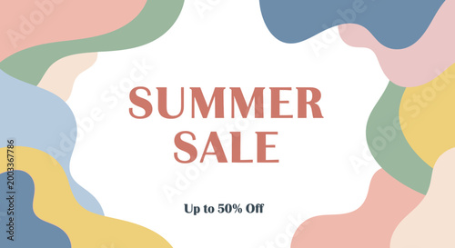 Summer sale advertisement with colorful background.