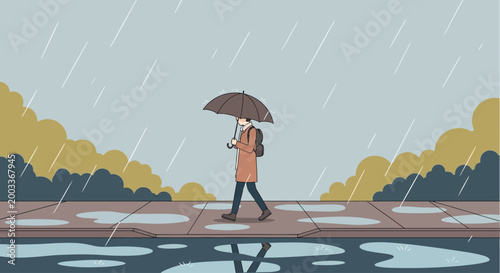 woman walking in the rain