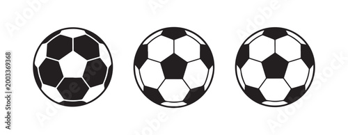 Black and White Soccer Ball Icon Set for Sports Tournament Branding