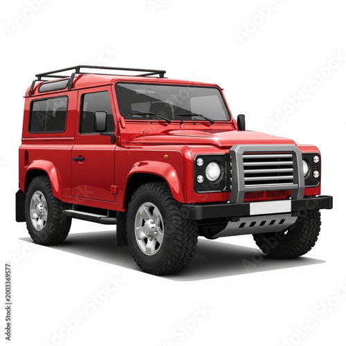Red Off Road SUV Realistic Defender Style Vector Illustration