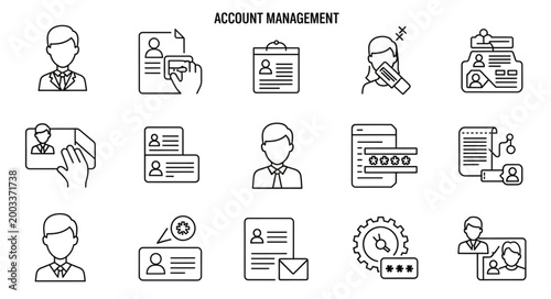 Account Management Icons Set Business User Profile Data.