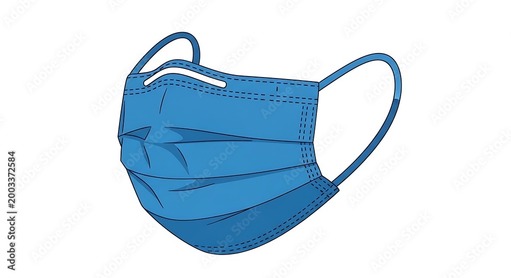Fototapeta premium Blue medical face mask isolated on white background illustration