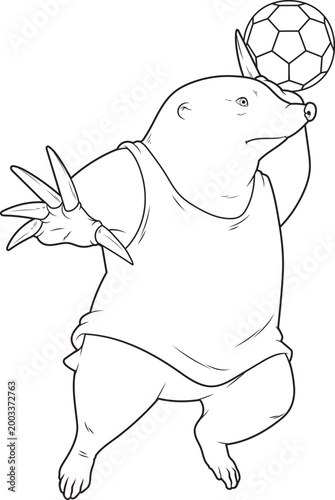 Mole Handball player Handball Sports Animal Vector Graphic Art Illustration