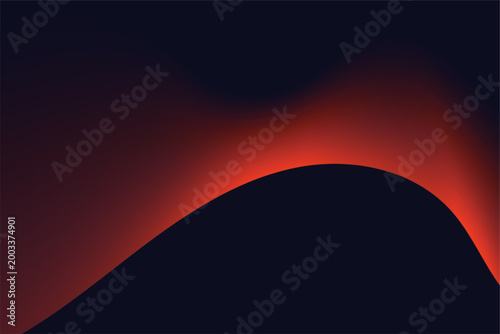 Abstract Dark Red and Orange Gradient Background with Smooth Flowing Wave, Art & Illustration