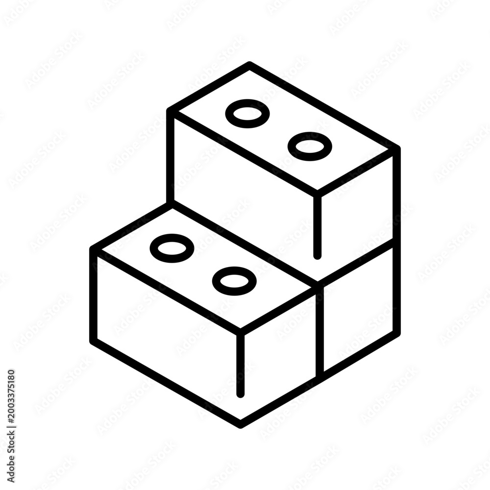 Obraz premium Brick construction icon. Industry and masonry line symbol. Black and white.