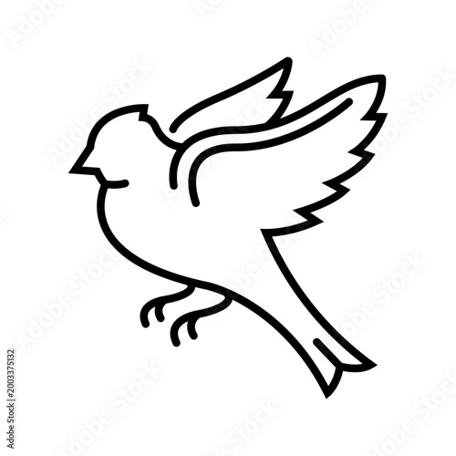 Bird wildlife icon. Animals and wild bird line symbol. Black and white.