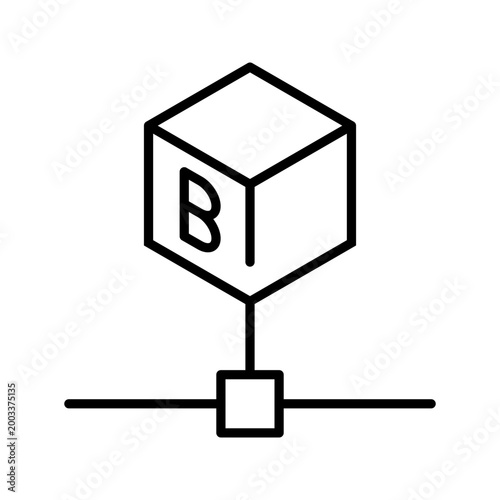 Blockchain network icon. Business and blockchain line symbol. Black and white.