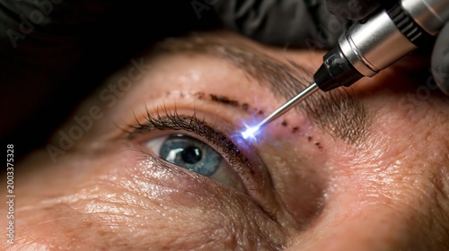 A plasma pen skin tightening facial procedure.