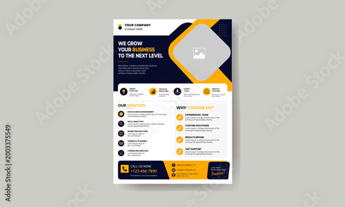 Creative Digital Marketing Agency Flyer Template with Modern Geometric Elements