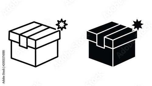 Foto Two gift boxes with star icons popping out