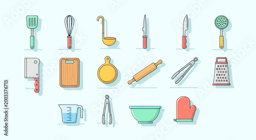 Kitchen utensils set illustration
