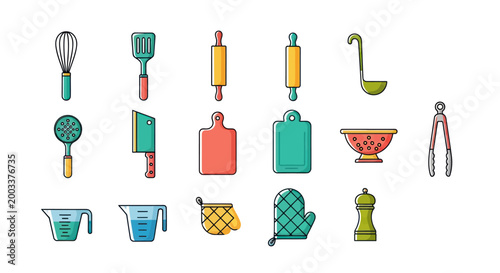 Kitchen utensils set isolated illustration