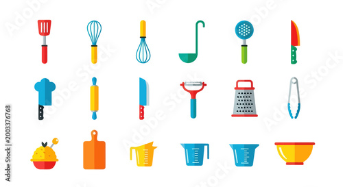Kitchen utensils set isolated on white