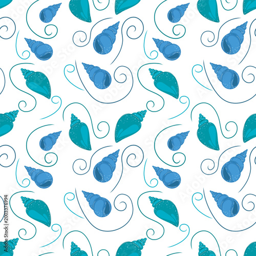 Seamless pattern featuring stylized seashells