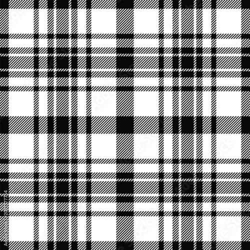 Picnic check textile pattern, fashion texture seamless fabric. Thanksgiving plaid background vector tartan in black and white colors.