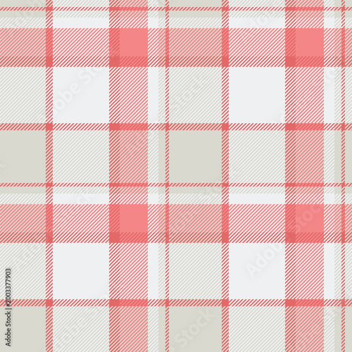 Male pattern tartan plaid, heritage texture vector fabric. Small textile check background seamless in white and red colors.