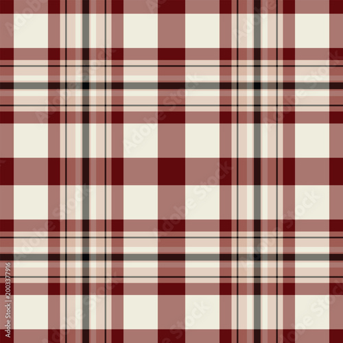 Garment seamless vector texture, detailed fabric textile check. Present background pattern tartan plaid in red and light colors.
