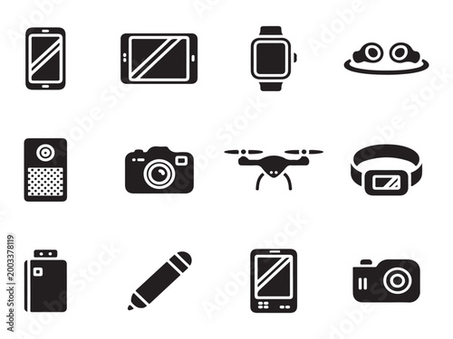 Smartphone user interface silhouette icons for mobile application and navigation design