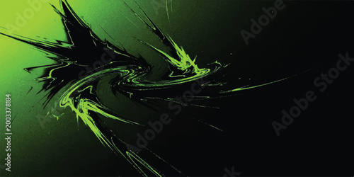 Abstract dynamic green shapes on black background with abstract background wallpaper technology contrast artistic structure fictional backdrop creative electric digitalart minimalist