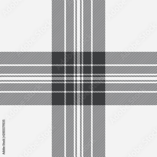 Close-up pattern textile background, damask tartan texture seamless. Goose vector fabric check plaid in white and grey colors.