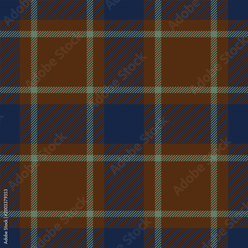 Sexy seamless plaid pattern, genuine texture tartan fabric. Us check background vector textile in orange and dark colors.