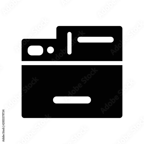 Modern black USB flash drive icon isolated on dark background vector
