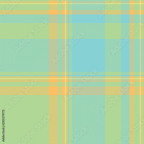 Tweed vector seamless tartan, colourful check plaid background. Outline fabric textile pattern texture in green and teal colors.