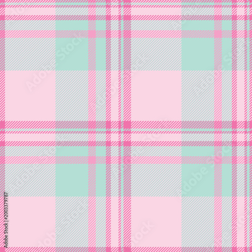 Autumn check background texture, event vector fabric tartan. Production seamless textile plaid pattern in light and teal colors.