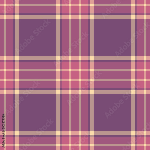 Color texture plaid seamless, quilted pattern fabric tartan. Internet vector textile check background in pink and rosy brown colors.