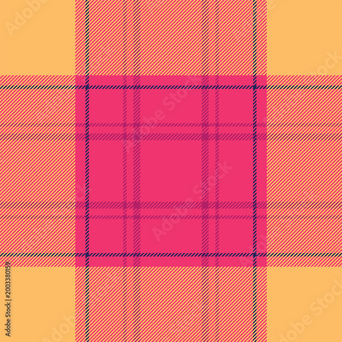 Greeting card vector fabric tartan, chinese new year pattern seamless textile. Tablecloth background check plaid texture in red and orange colors.