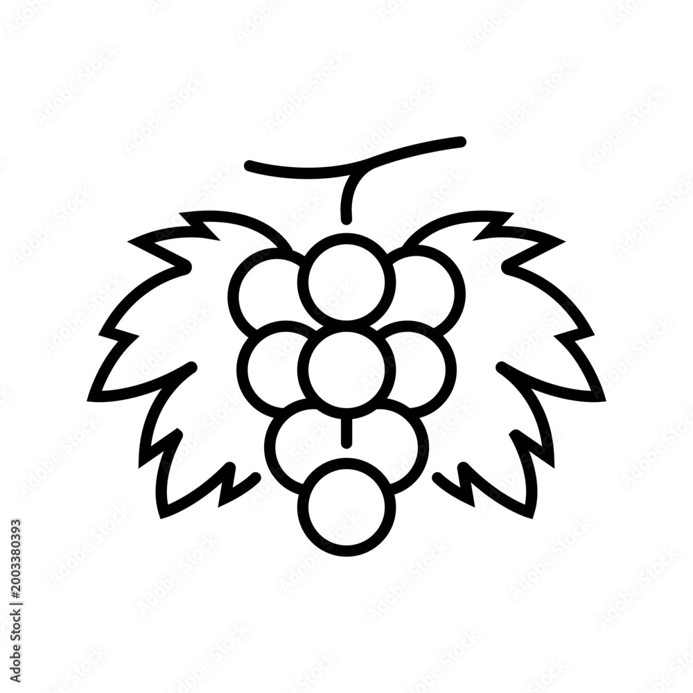 Obraz premium Grape bunch icon. Food and fruit line symbol. Black and white.