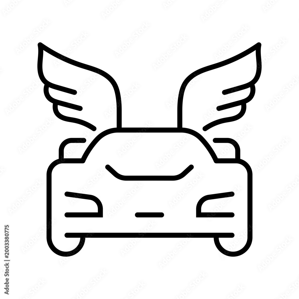 Fototapeta premium Race car icon. Transport and motorsport line symbol. Black and white.