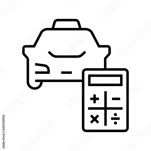 Taxi meter icon. Transport and taxi service line symbol. Black and white.