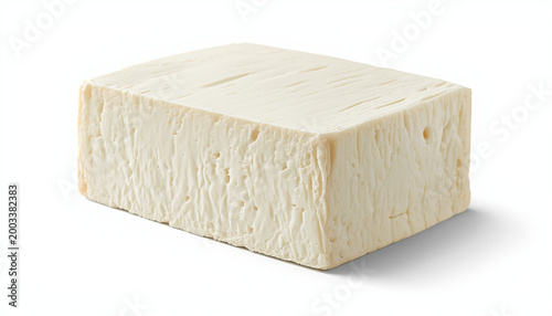 Rectangular Block of Tofu Isolated on White Background — Plant‑Based Protein Ingredient Representing Healthy Vegan Food Concept