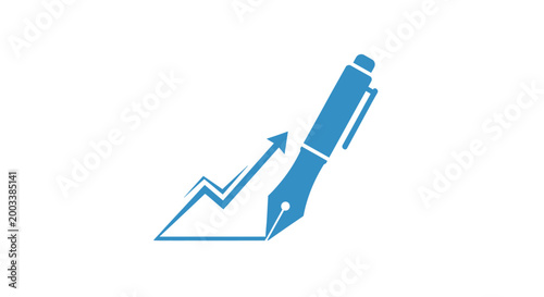 A blue pen nib writing a line.