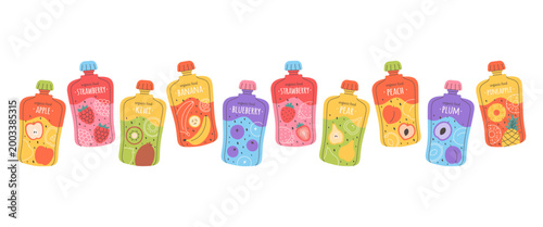 Φωτογραφία Colorful fruit puree pouches