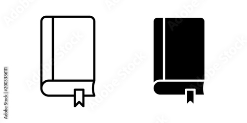 Reading book icon in outline and solid style. Suitable for library, literature, and knowledge sharing apps on white background.