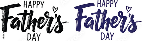 Happy father's day calligraphy designs black and purple variations