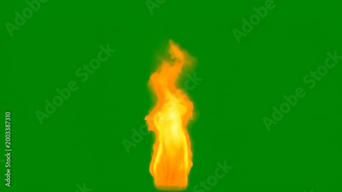 Burning Blaze: A blazing flame dances against the chroma key green backdrop.
