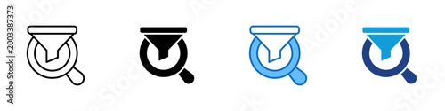 Foto Filtered Data Insights Multiple Style Icon Design Vector - Funnel and magnifying